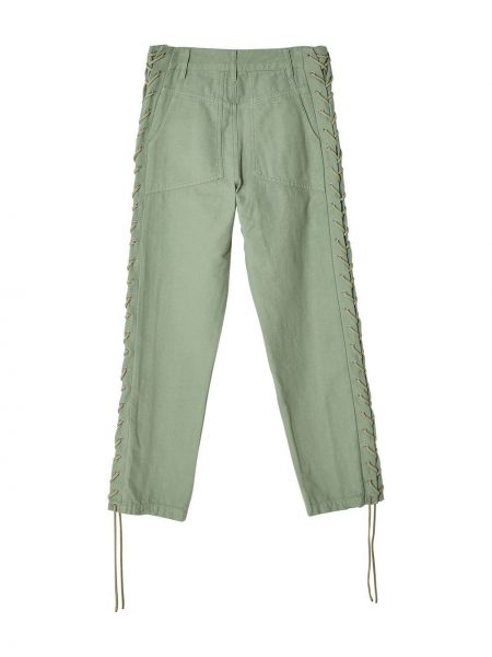 Krajkové šněrovací rovné kalhoty Eckhaus Latta zelené