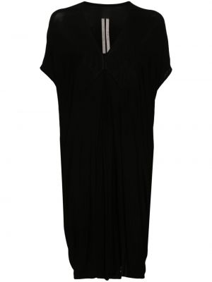 Czarna sukienka midi z dekoltem w serek drapowana Rick Owens