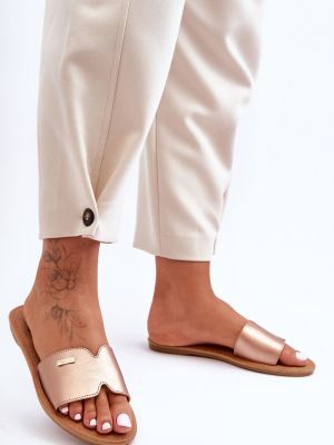 Z růžového zlata sandály na podpatku na plochém podpatku Kesi růžové