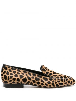 Kožené loafersy s potlačou s leopardím vzorom Manolo Blahnik čierna