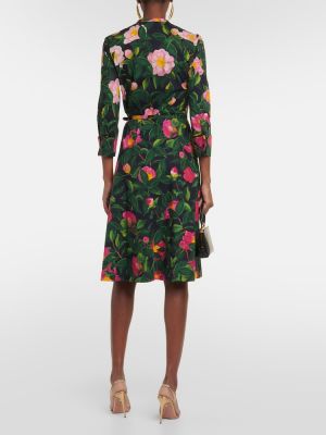 Sukienka midi bawełniana w kwiatki Oscar De La Renta różowa