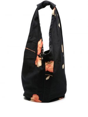 Kvetinová nákupná taška s potlačou Our Legacy čierna
