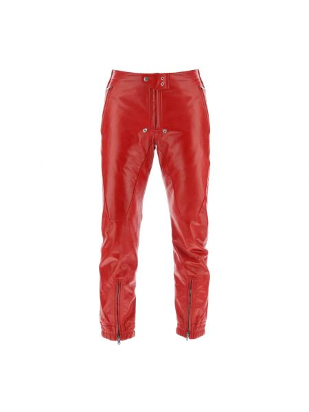 Spodnie skórzane Rick Owens czerwone