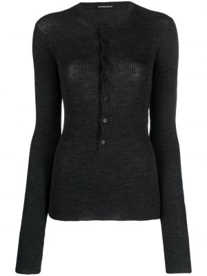 Vlněný svetr s knoflíky Ann Demeulemeester šedý