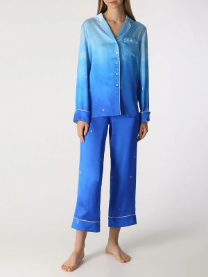 Пижама из вискозы с принтом Ololol синяя
