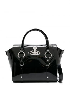 Usnjena nakupovalna torba Vivienne Westwood črna