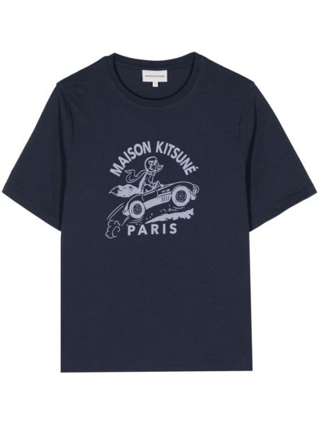 Pamut póló Maison Kitsuné kék