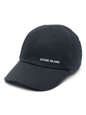 Bombažna kapa s šiltom Stone Island modra