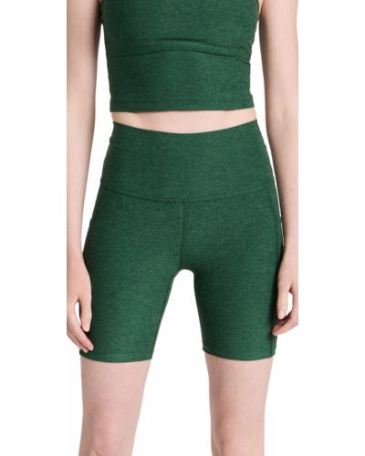 С карманами шорты с завышенной талией для йоги Beyond Yoga, зеленые