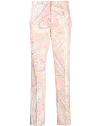 Pantalones rectos con estampado Emilio Pucci rosa