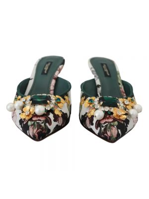 Klapki mules na rzep z kryształkami skórzane Dolce And Gabbana