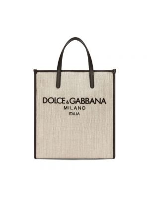 Shopperka z nadrukiem Dolce And Gabbana beżowa