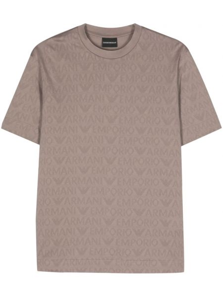 Žakardinis medvilninis marškinėliai Emporio Armani pilka