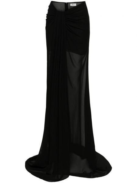 Krepová drapovaný dlhá sukňa Mônot čierna