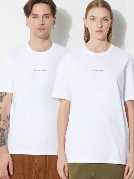 Тениска с дълъг ръкав slim с принт Filling Pieces бяло