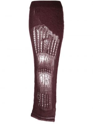 Плетена пола с разкъсвания Rick Owens виолетово