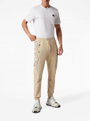 Spodnie sportowe z nadrukiem Philipp Plein beżowe
