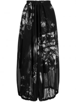 Falda con estampado con estampado abstracto Y's negro