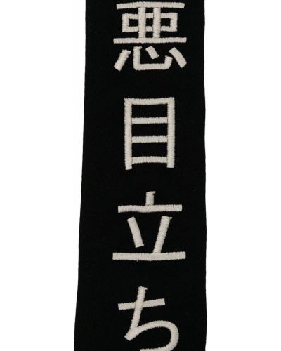 Haftowany krawat wełniany Yohji Yamamoto czarny
