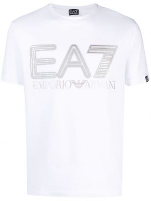 T-krekls ar apdruku džersija Ea7 Emporio Armani balts