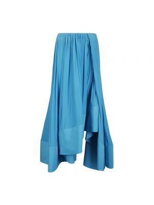 Jupe mi-longue taille haute en satin large Lanvin bleu