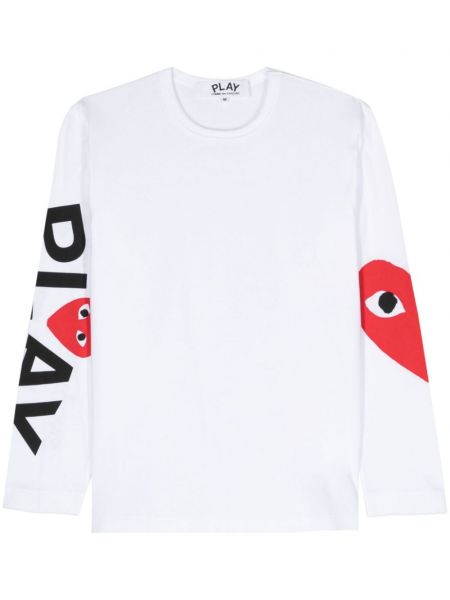 Langærmet t-shirt Comme Des Garçons Play hvid