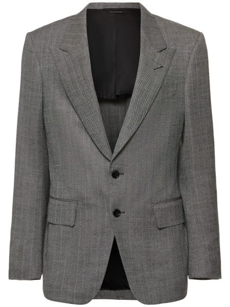 Fiskebeinsmønster blazer Tom Ford svart