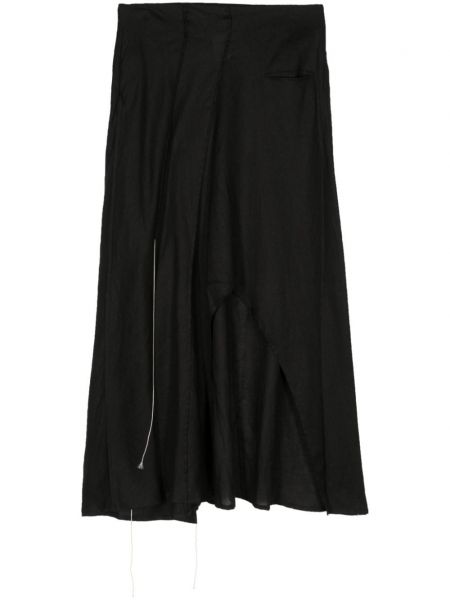 Asymetrické lněné sukně Yohji Yamamoto černé