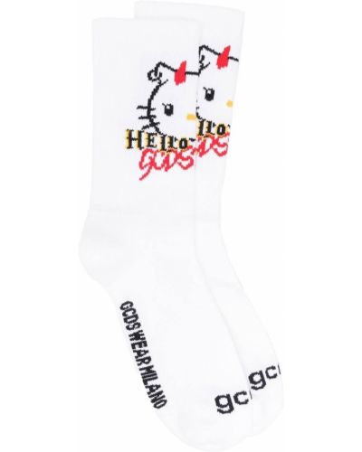 Чорапи с принт Gcds бяло