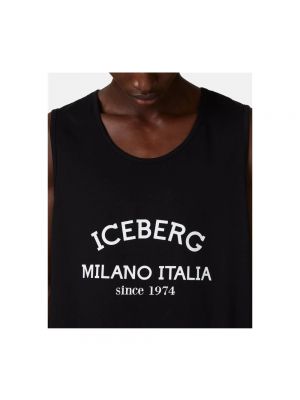 Camiseta de algodón con estampado Iceberg negro