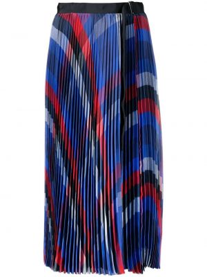 Plisovaná sukně s potiskem s páskem Sacai - modrá