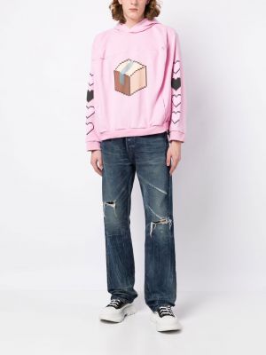 Raštuotas džemperis su gobtuvu Natasha Zinko rožinė