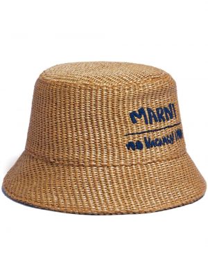 Плетена шапка бродирана Marni кафяво
