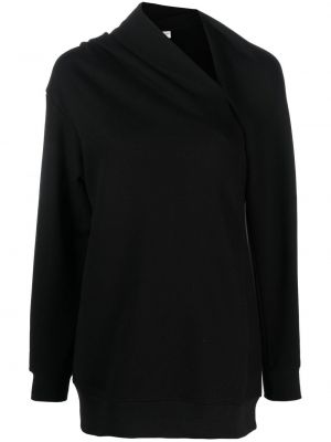 Kokvilnas džemperis ar drapējumu Dries Van Noten melns