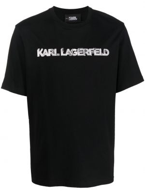 Trykt t-skjorte Karl Lagerfeld svart