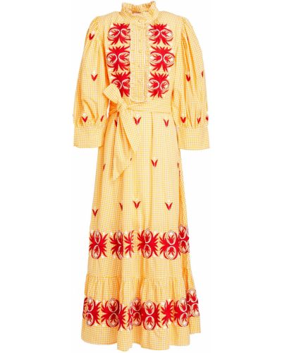 Sukienka midi z haftem bawełniana Antik Batik