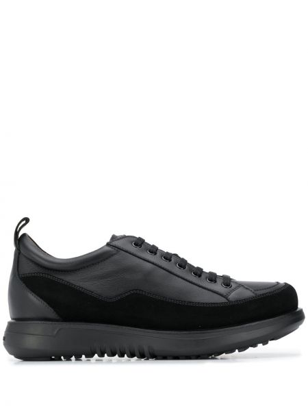 Sneakerși cu șireturi cu platformă din dantelă Giorgio Armani negru