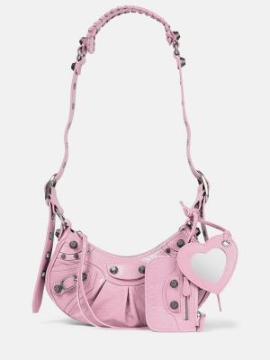 Кожени чанта за ръка Balenciaga розово