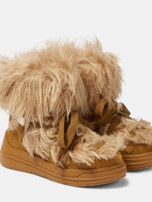Semišové sněžné boty Moncler béžové