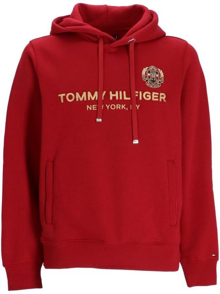 Kapučdžemperis ar izšuvumiem Tommy Hilfiger sarkans