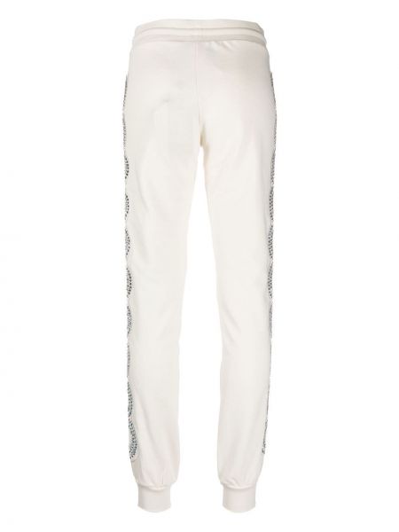 Spodnie sportowe bawełniane z kryształkami Philipp Plein białe