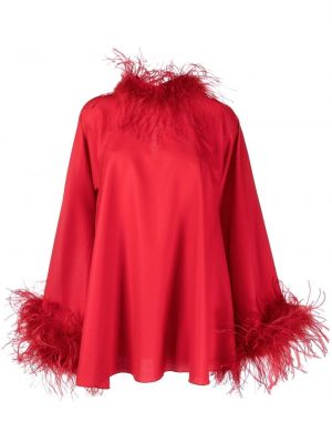 Dlouhé šaty s perím s dlhými rukávmi Styland červená