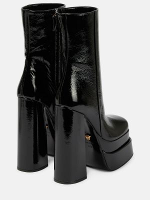 Cizme scurte din piele cu platformă Versace negru