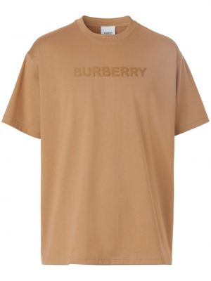 Тениска с принт Burberry кафяво