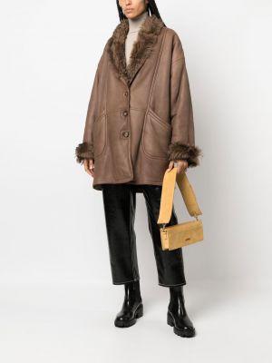 Manteau de fourrure en cuir A.n.g.e.l.o. Vintage Cult marron