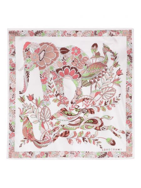 Virágos selyem sál nyomtatás Longchamp rózsaszín
