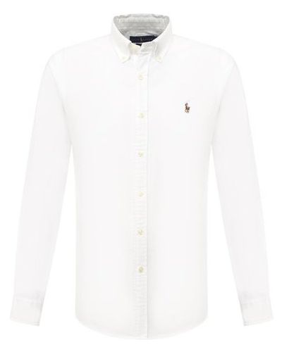 Хлопковая рубашка с воротником Polo Ralph Lauren, белая