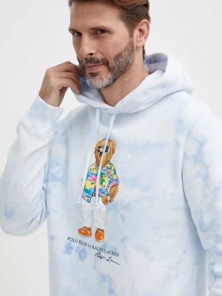 Hoodie s kapuljačom s printom Polo Ralph Lauren plava