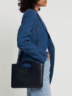 Kožená taška Giorgio Armani modrá