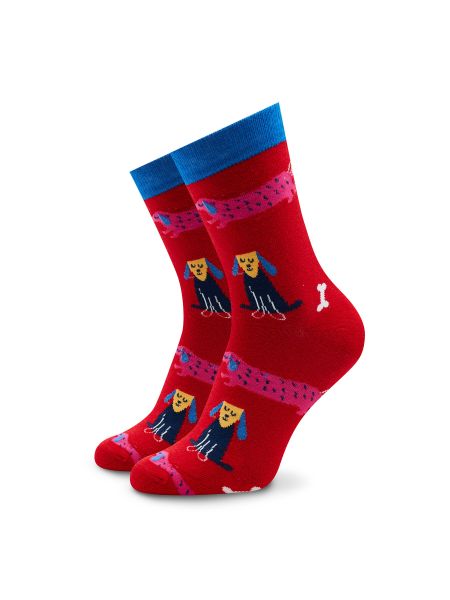 Calcetines de cintura alta con lunares Dots Socks rojo